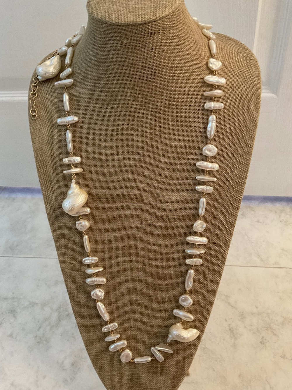 Zara Faux Pearls and Shell Ivory Necklace 40in Long *NWT*